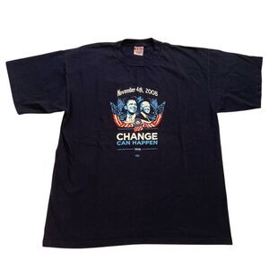Vintage Obama/Biden 2008 Presidential Win T Shirt  Size 2XL Made In USA Blue